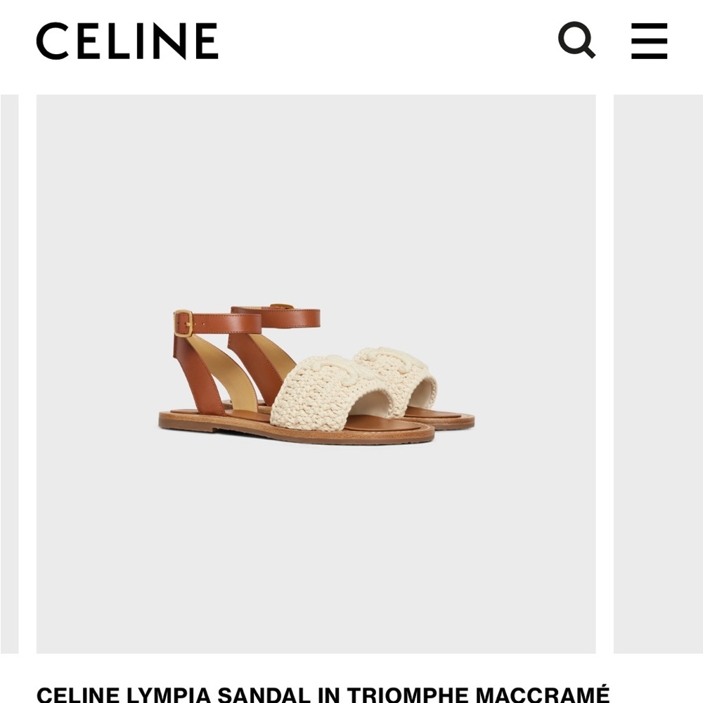 CELINE LYMPIA SANDAL IN TRIOMPHE MACCRAMÉ COTTON & CALFSKIN
ECRU/TAN
